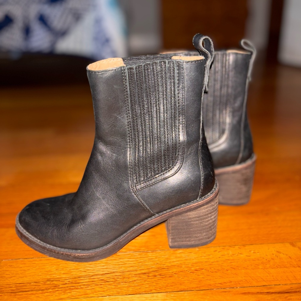 Black leather UGG booties